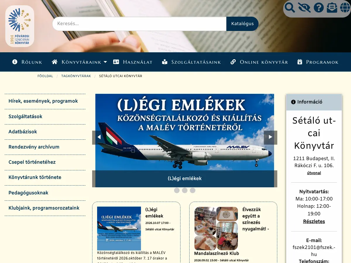 Sétáló utcai Könyvtár's website
