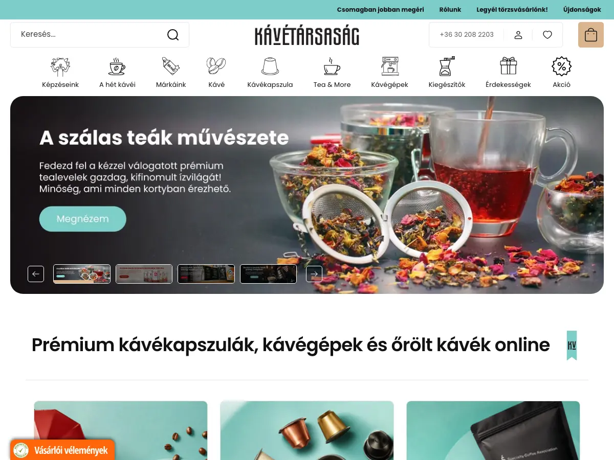 Kávétársaság's website