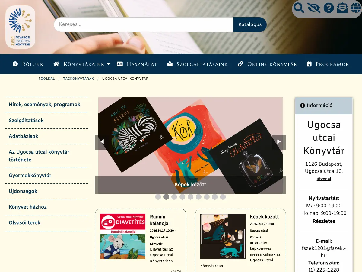 Ugocsa utcai Könyvtár's website