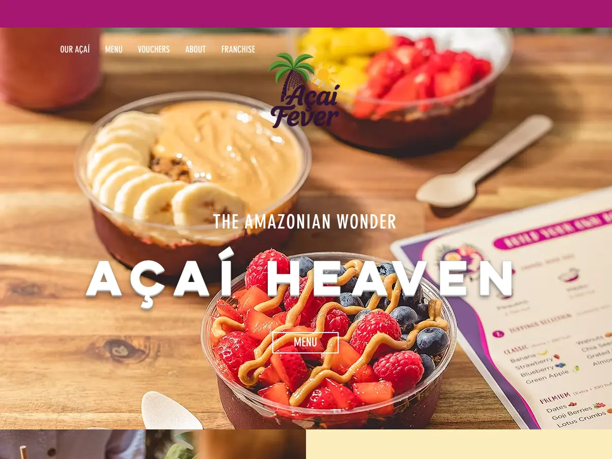 Acai Fever's website