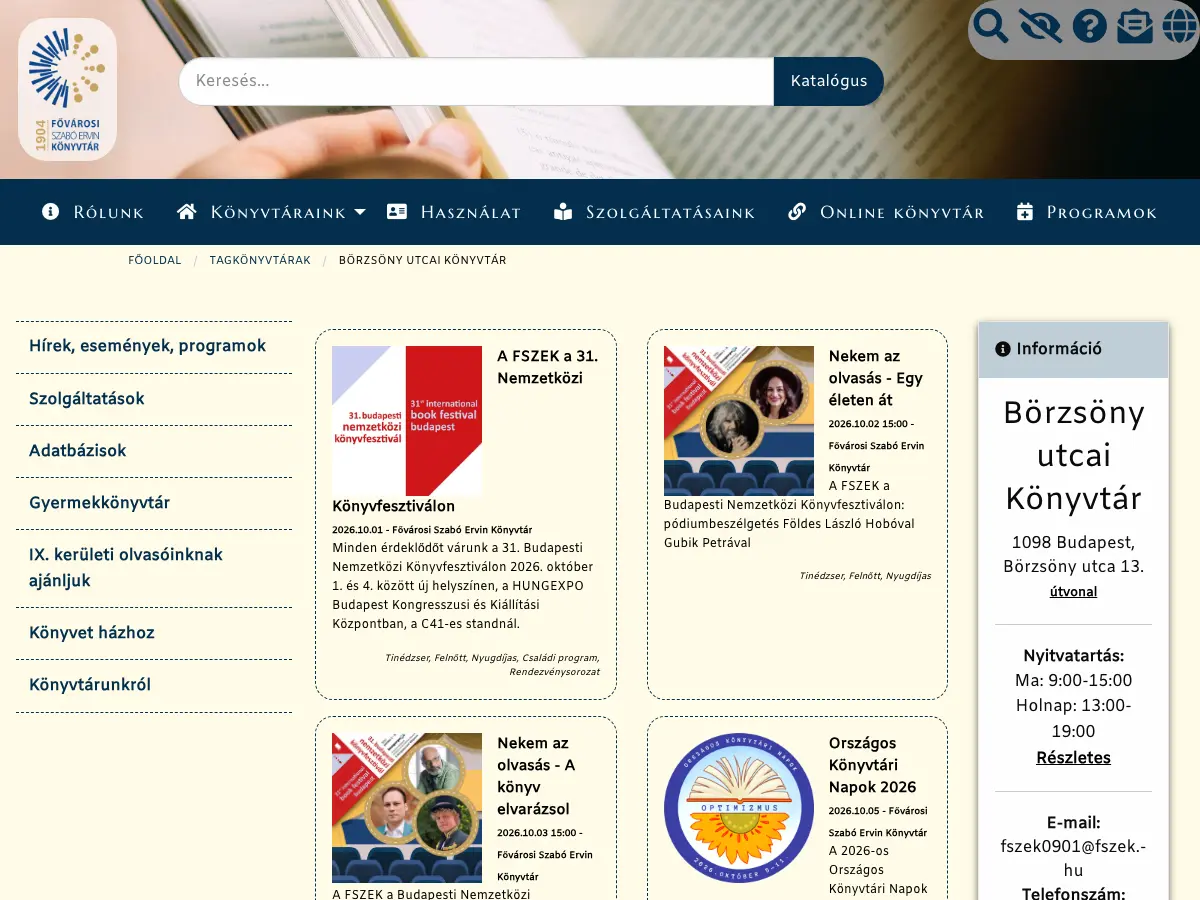Börzsöny utcai Könyvtár's website