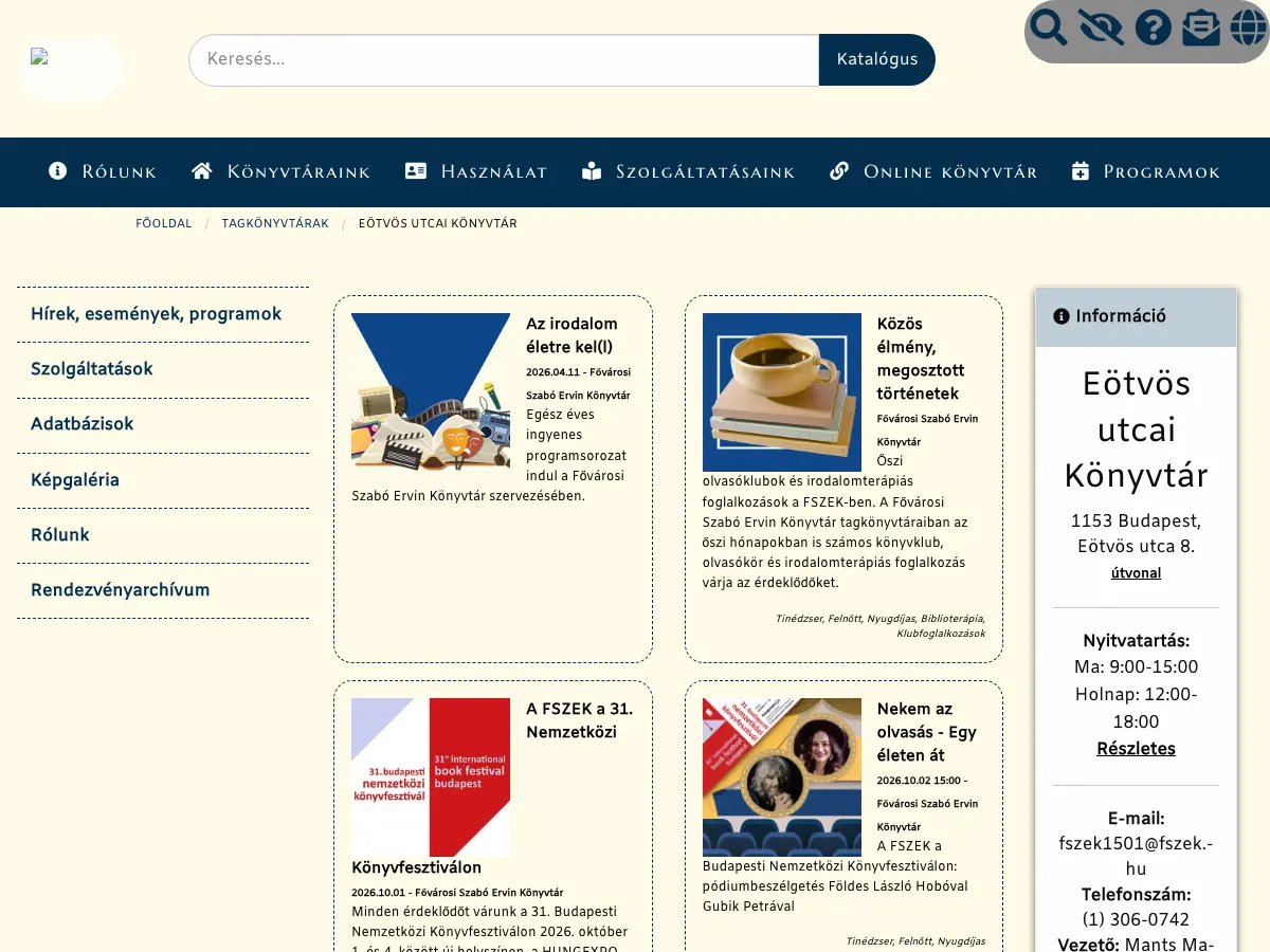 Eötvös utcai Könyvtár's website