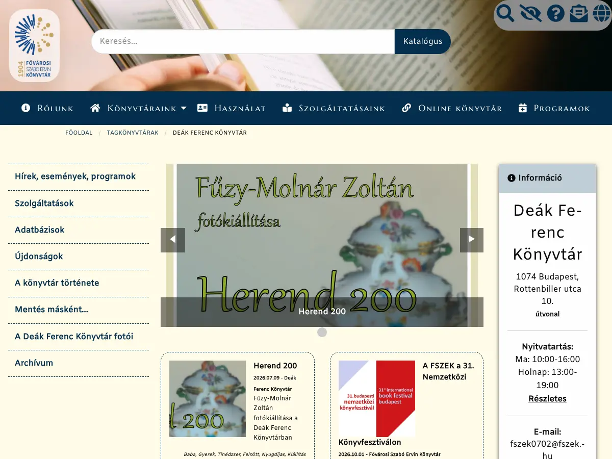 Deák Ferenc Könyvtár's website