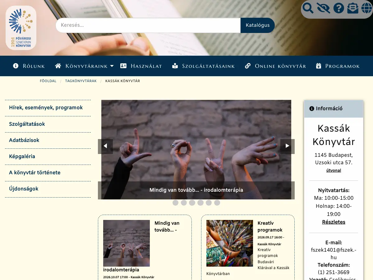 Kassák Könyvtár's website