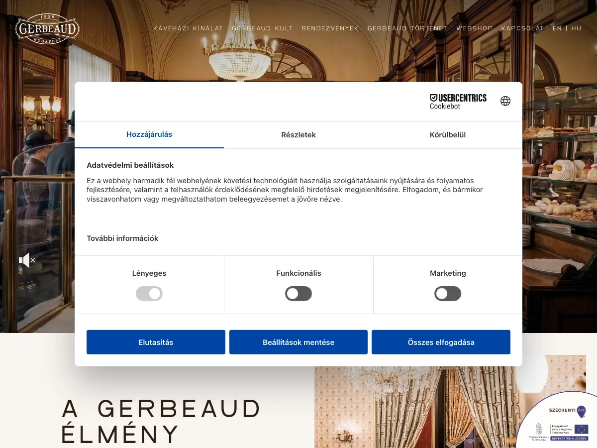 Gerbeaud Cukrászda's website