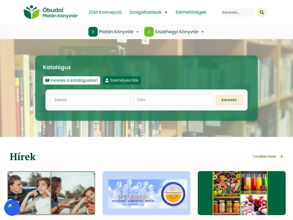 Óbudai Platán Könyvtár's website