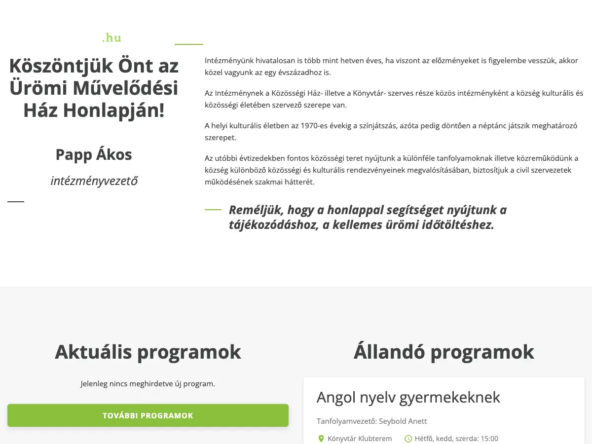 Könyvtár Üröm's website