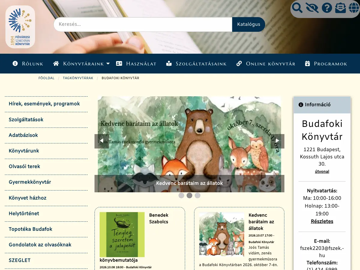 Budafoki Könyvtár's website