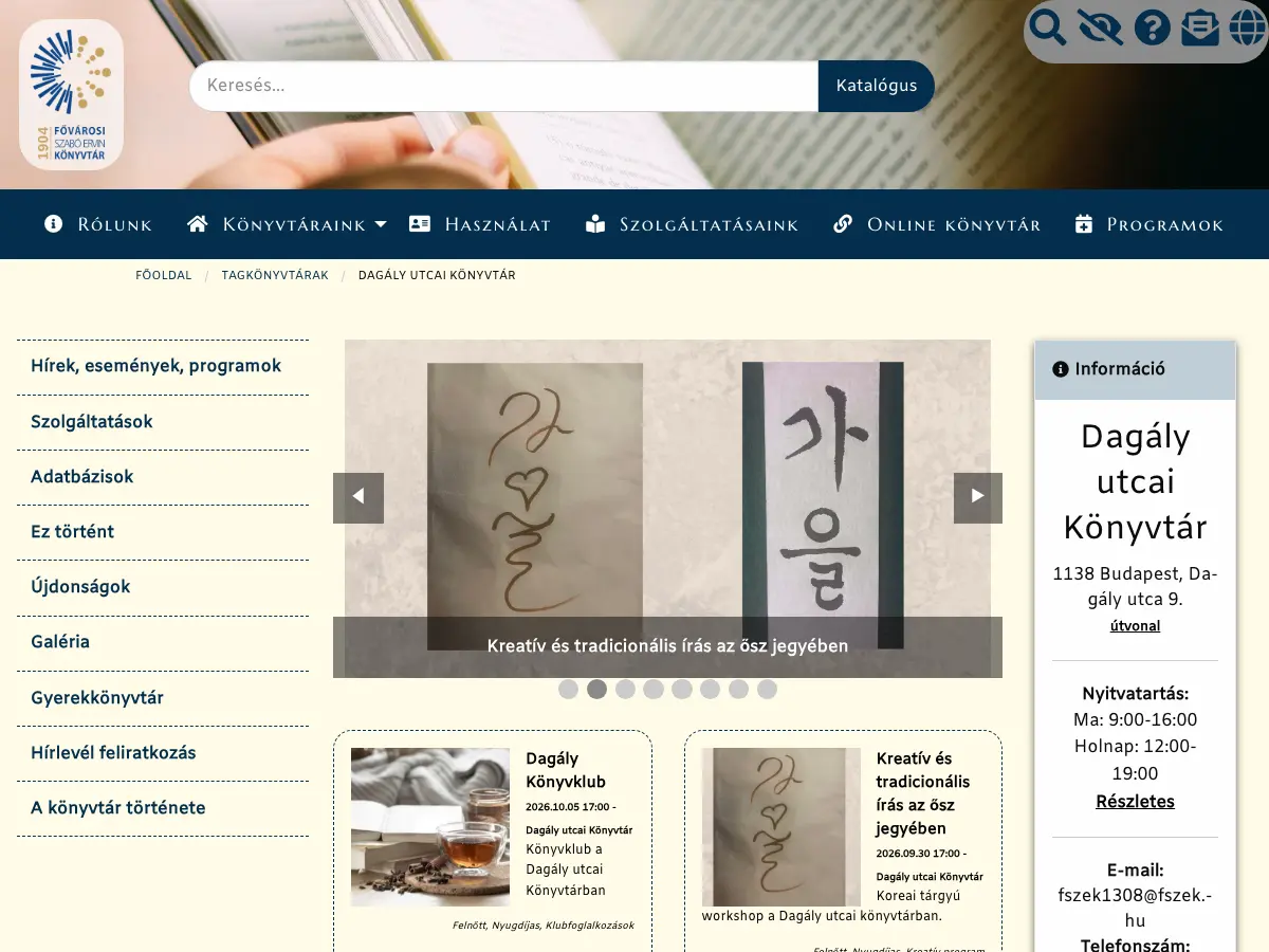 Dagály utcai Könyvtár's website