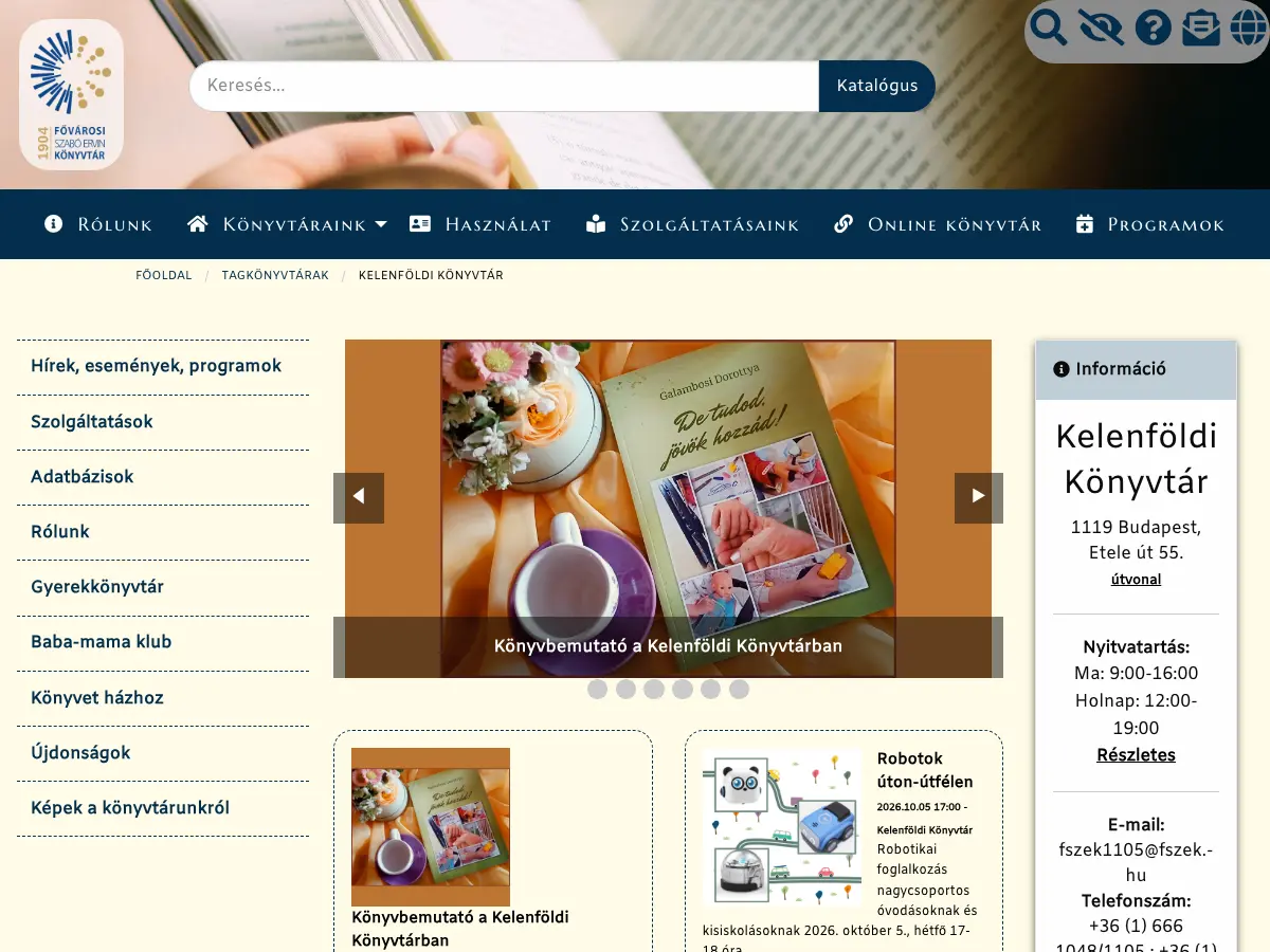 Kelenföldi Könyvtár's website