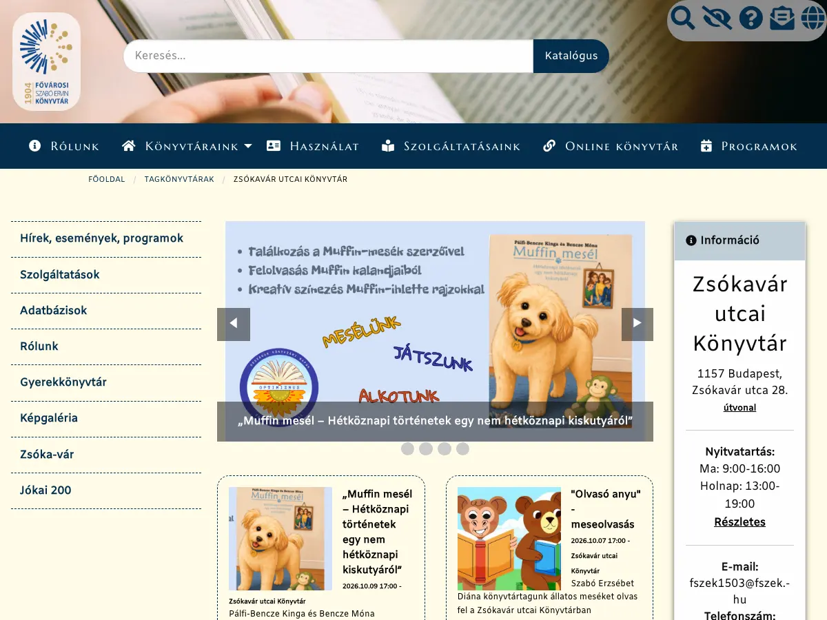 Zsókavár utcai Könyvtár's website
