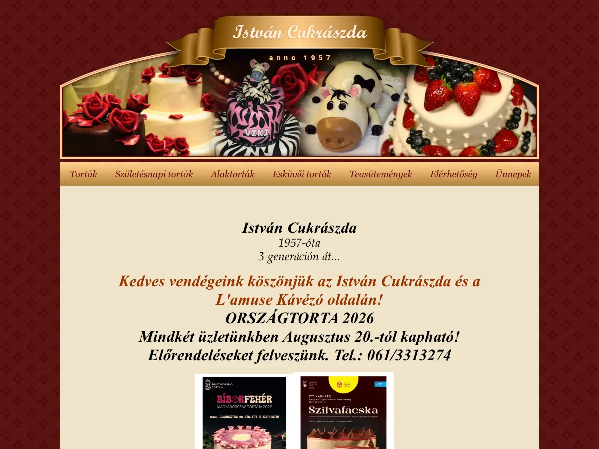 István Cukrászda's website
