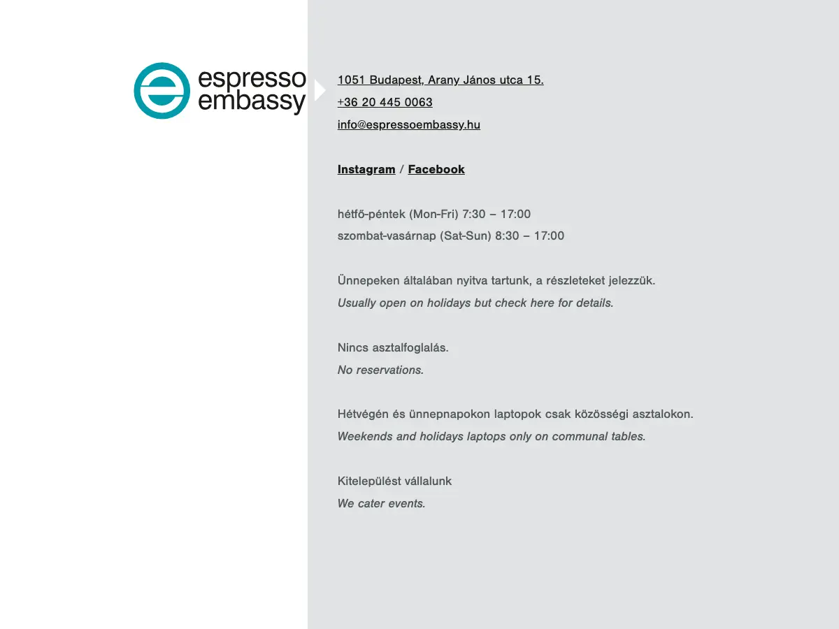 espresso embassy's website