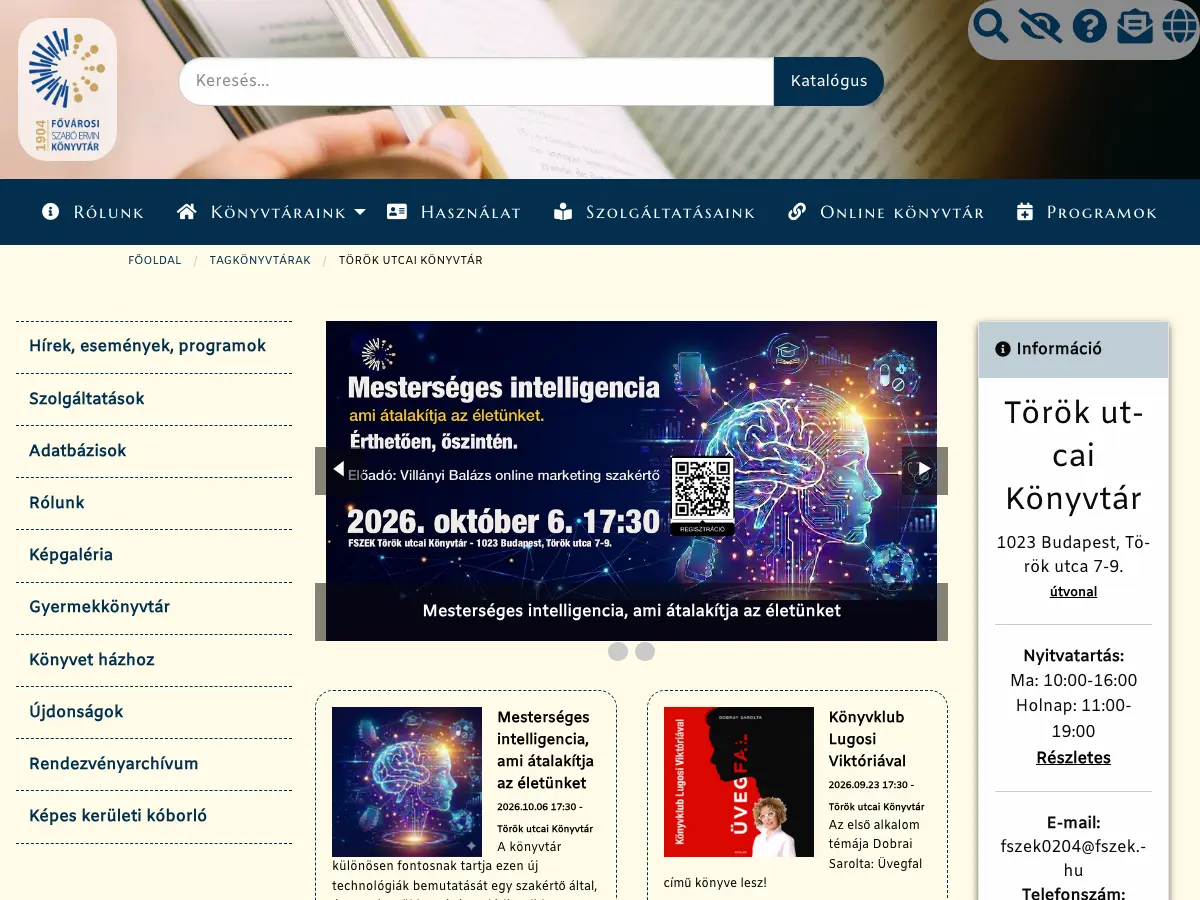 Török utcai Könyvtár's website