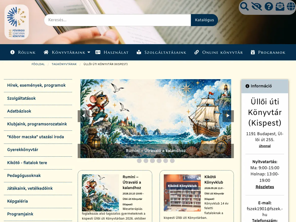 Üllői úti Könyvtár's website