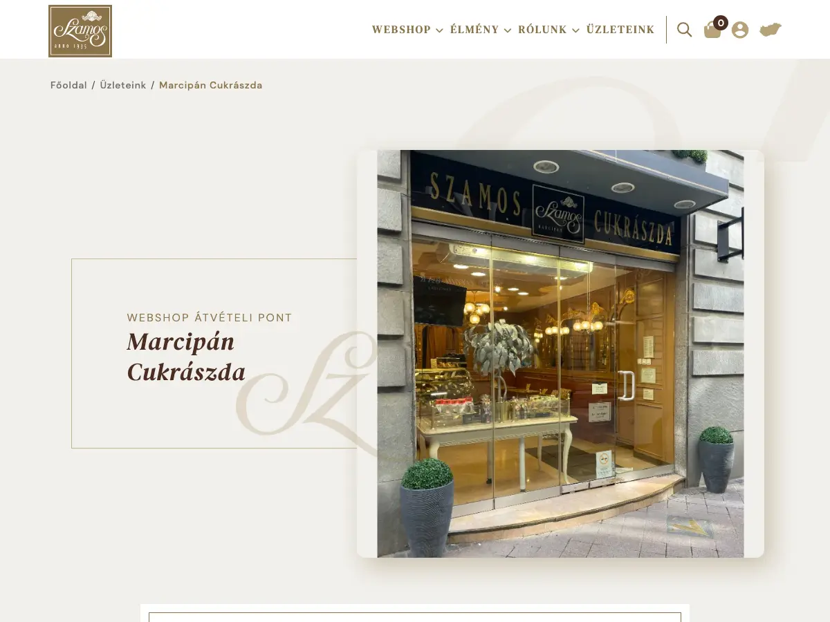 Szamos Cukrászda's website