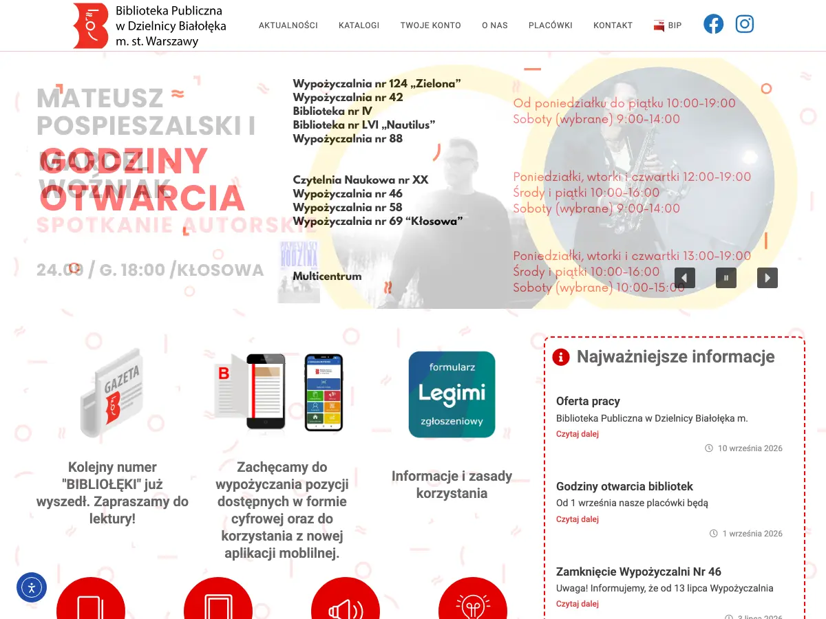 Biblioteka Publiczna w Dzielnicy Białołęka m.st. Warszawy's website