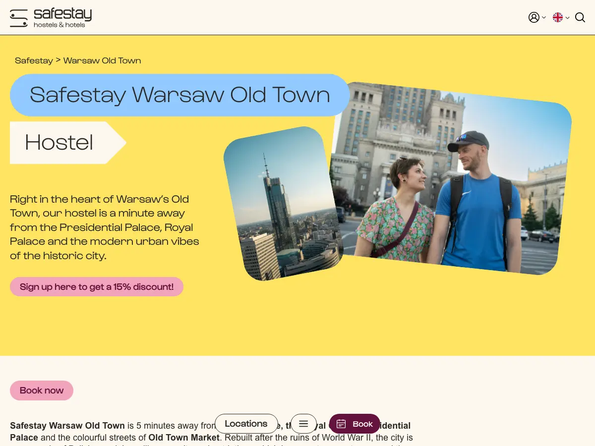 Safestay Warsaw's website