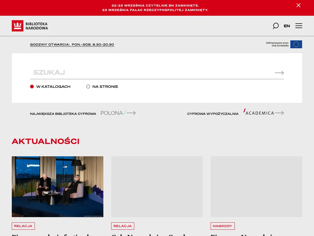 Biblioteka Narodowa's website