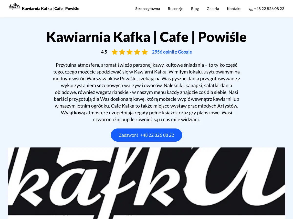 Caffe Kafka's website