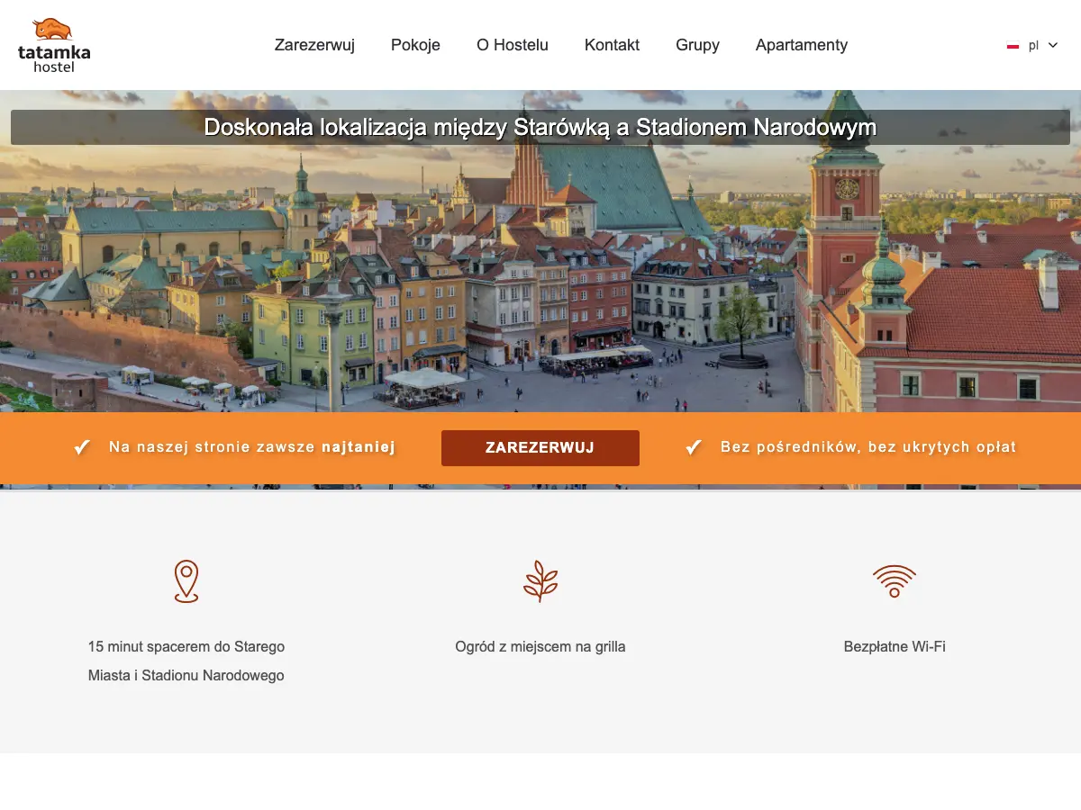 Tatamka Hostel's website