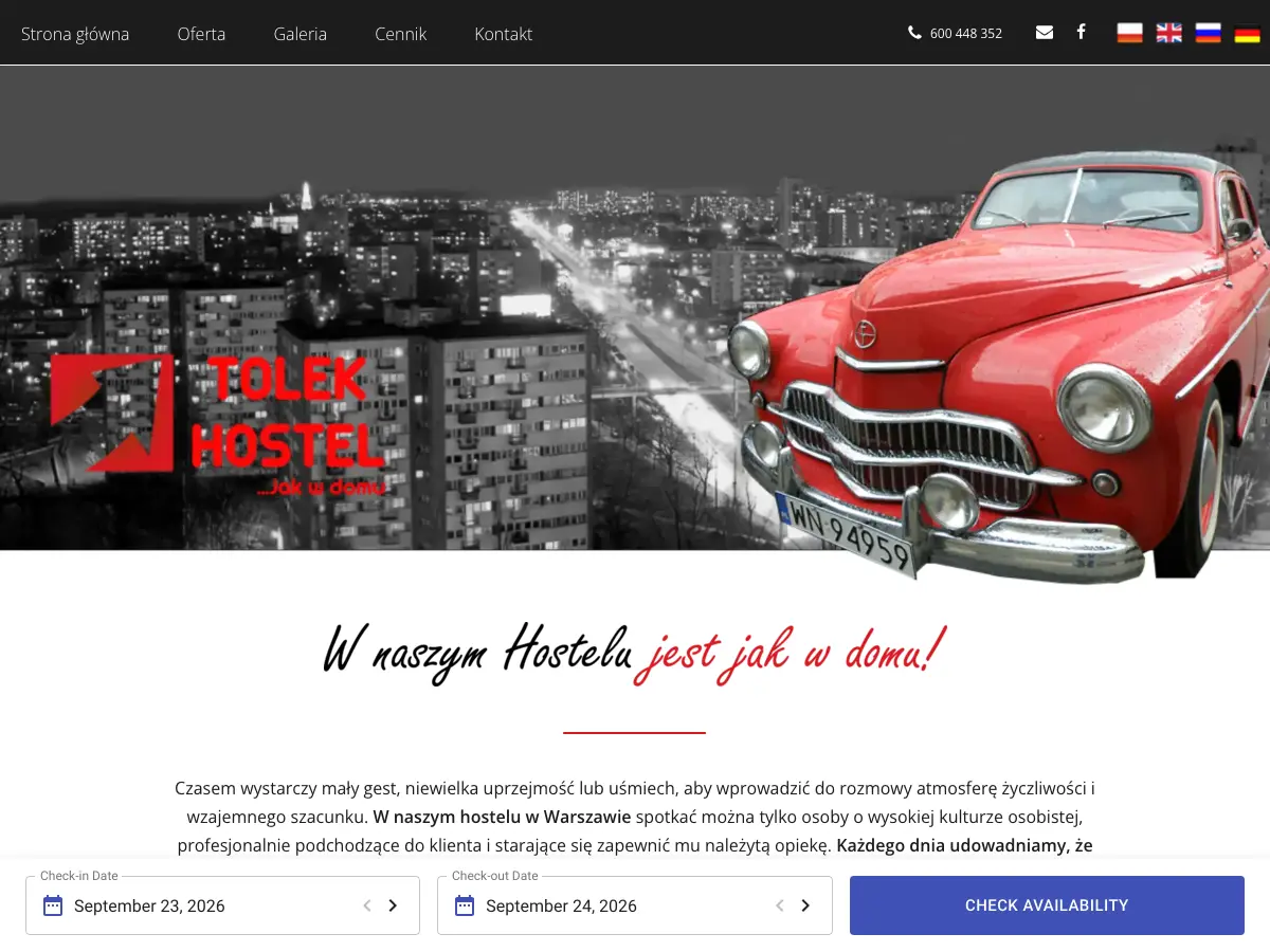 Hostel Tolek's website