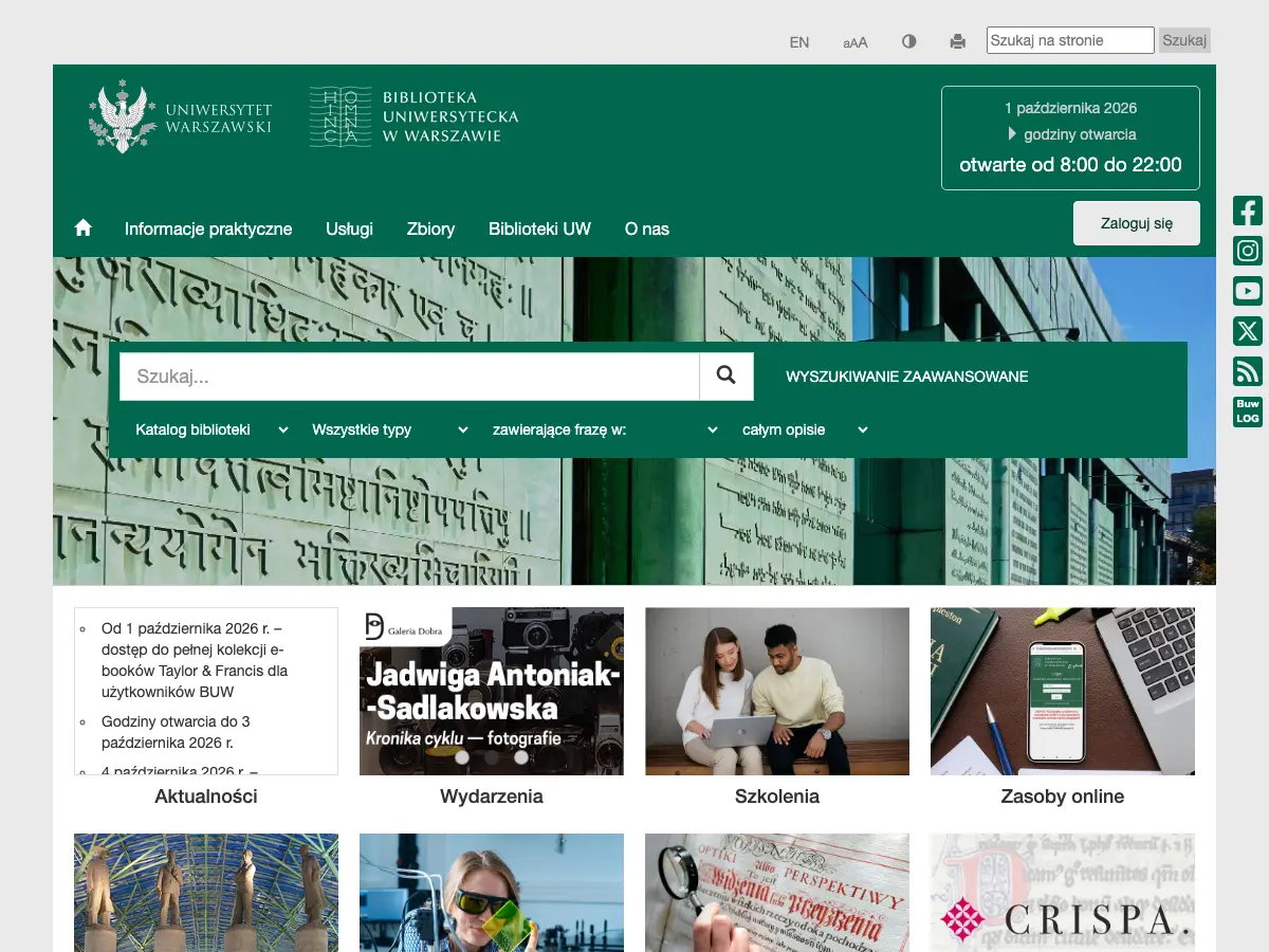 Biblioteka Uniwersytecka's website