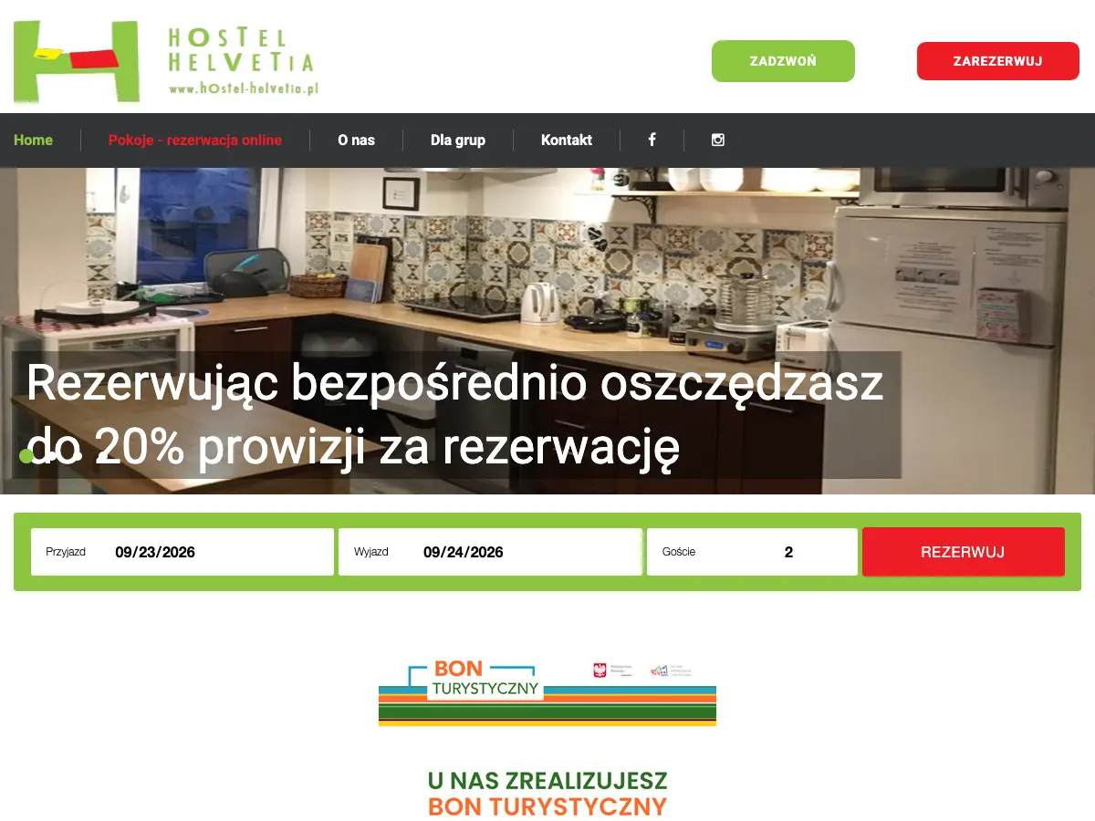 Hostel Helvetia's website