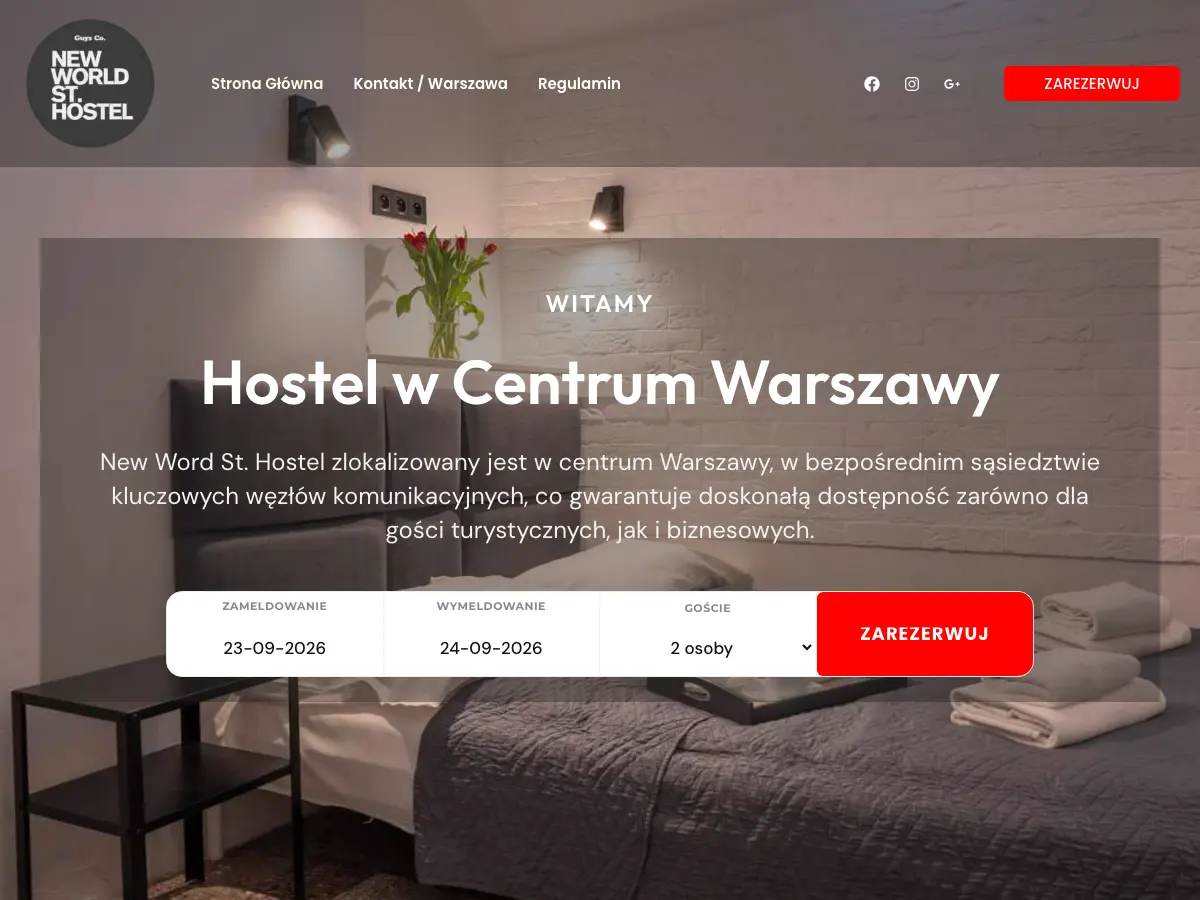 New World St. Hostel's website