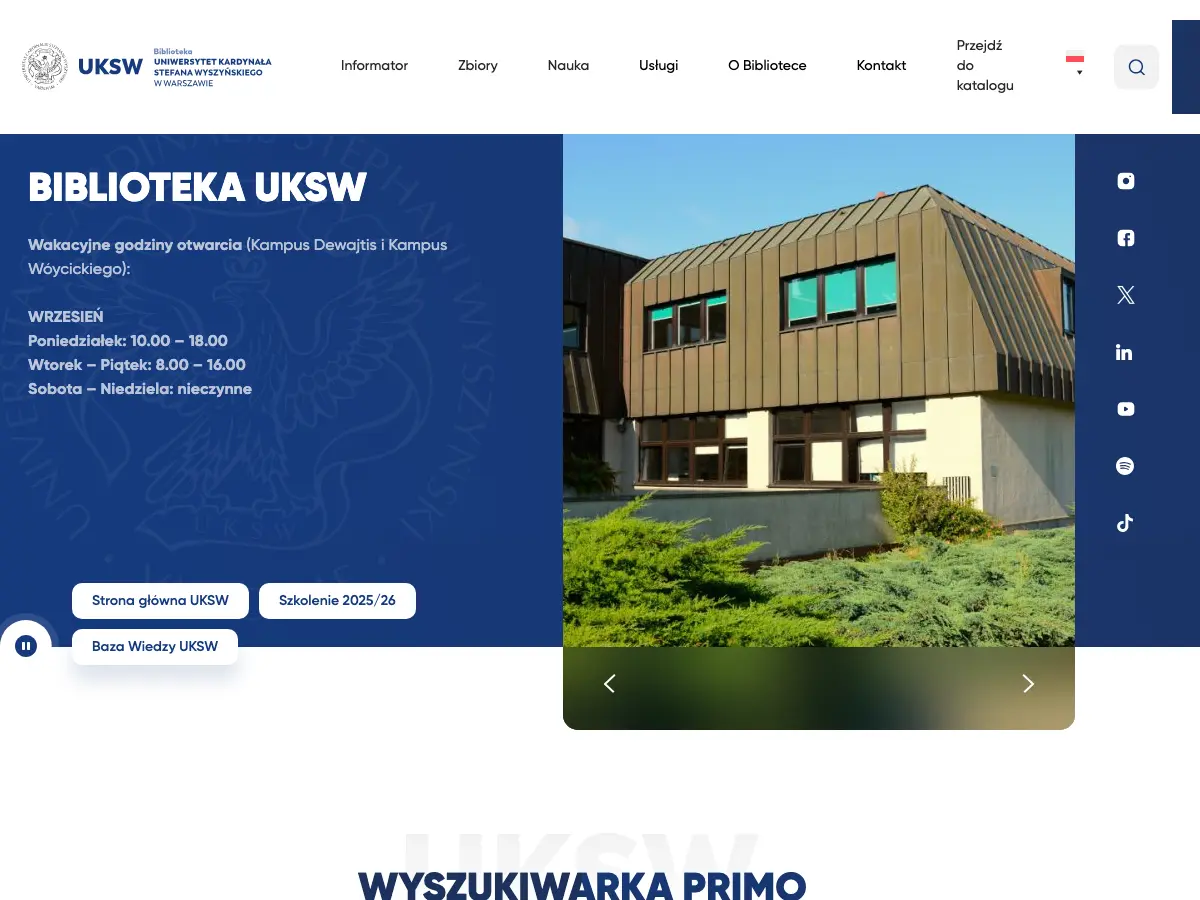 Biblioteka UKSW's website