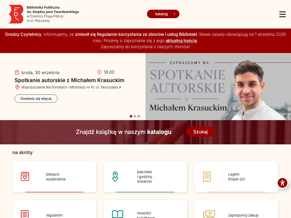 Biblioteka Publiczna im. Księdza Jana Twardowskiego's website