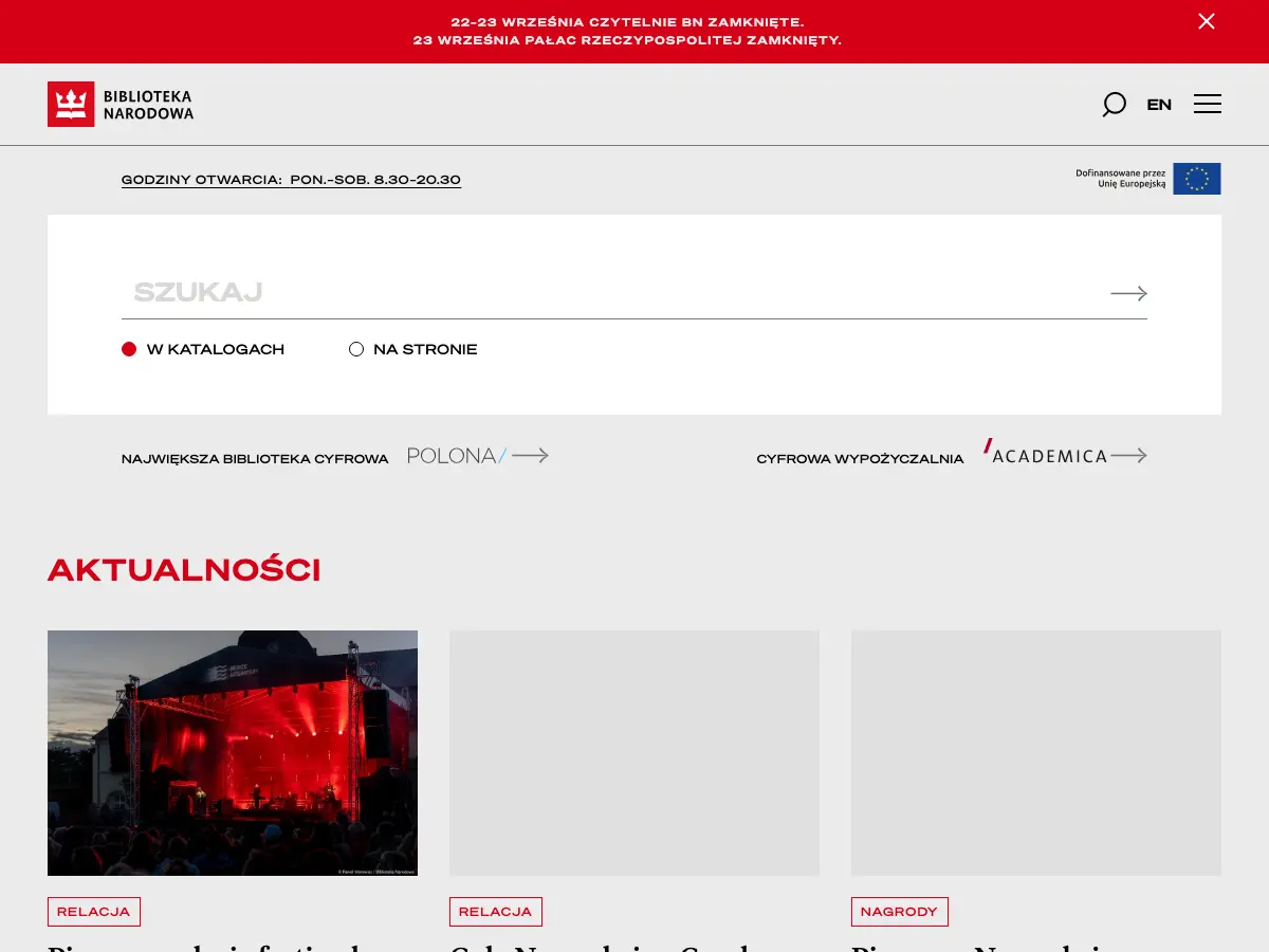 Biblioteka Narodowa's website