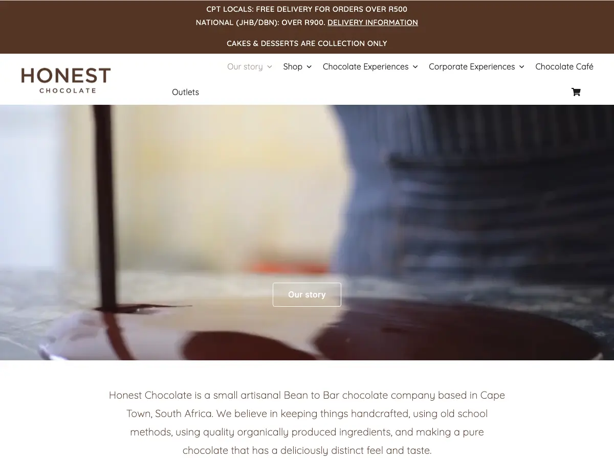 Honest Chocolate's website