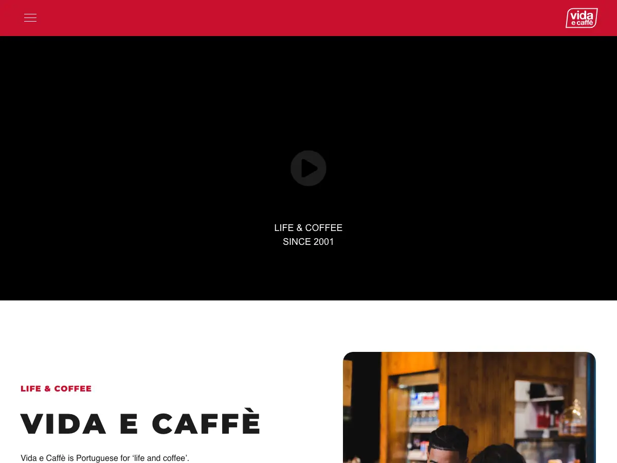 Vida e Caffè's website