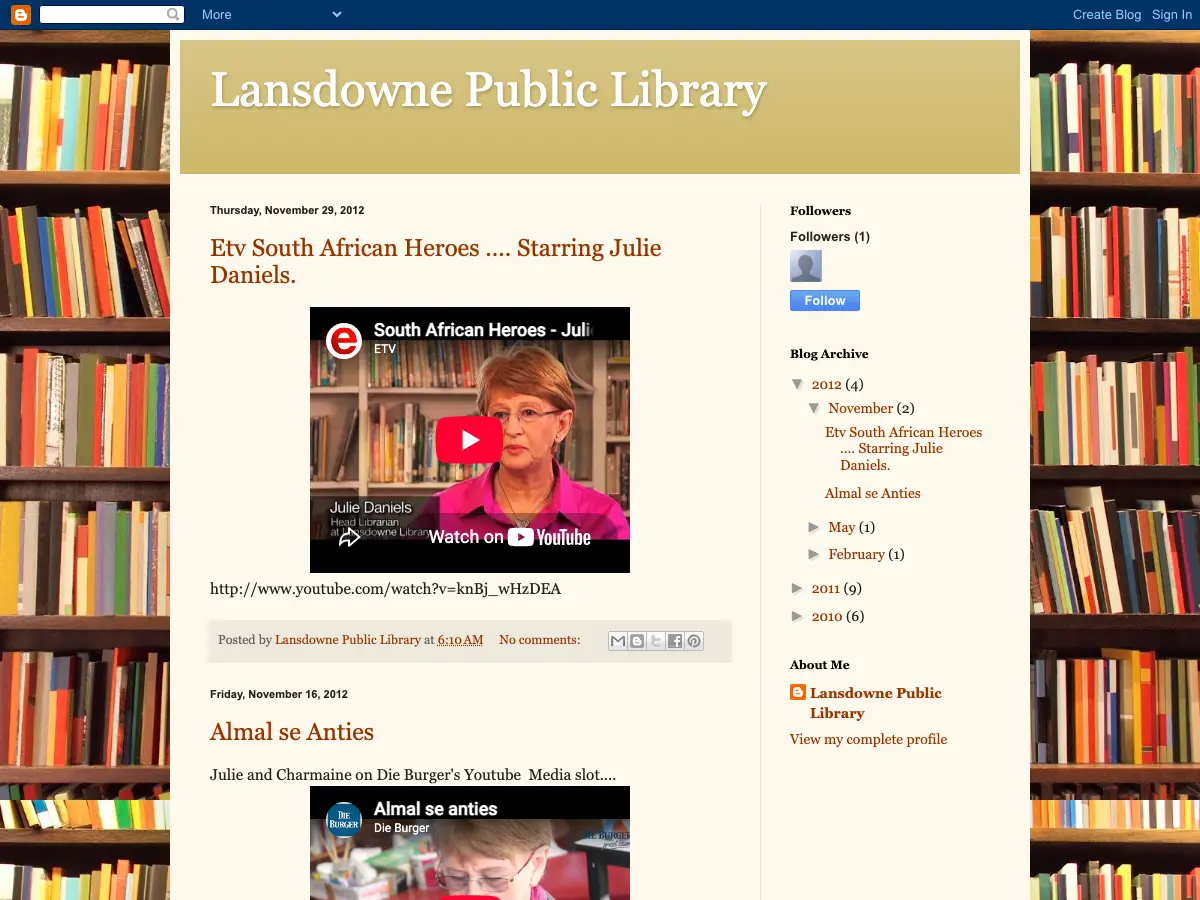 Lansdowne Public Library's website