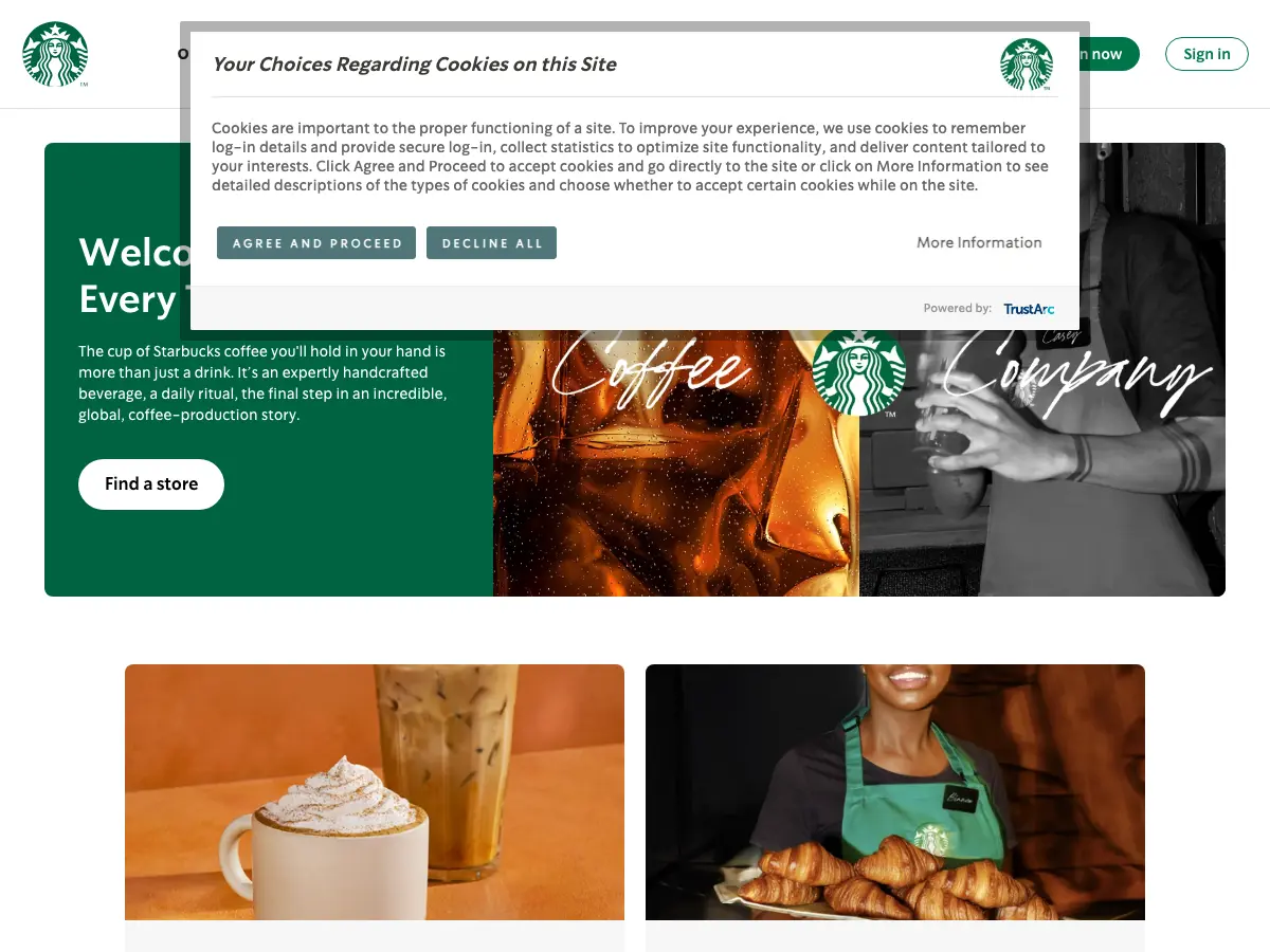 Starbucks's website