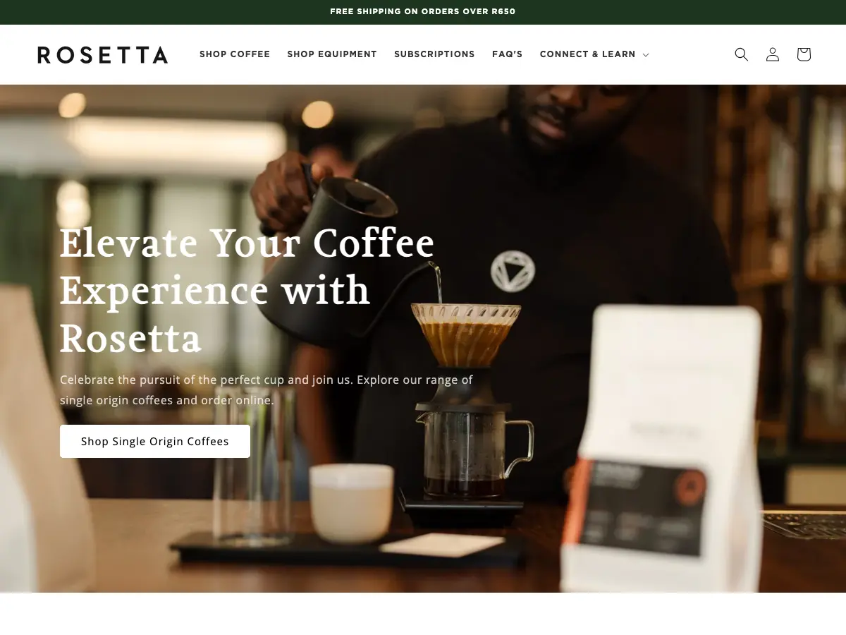 Rosetta Roastery Cafe's website