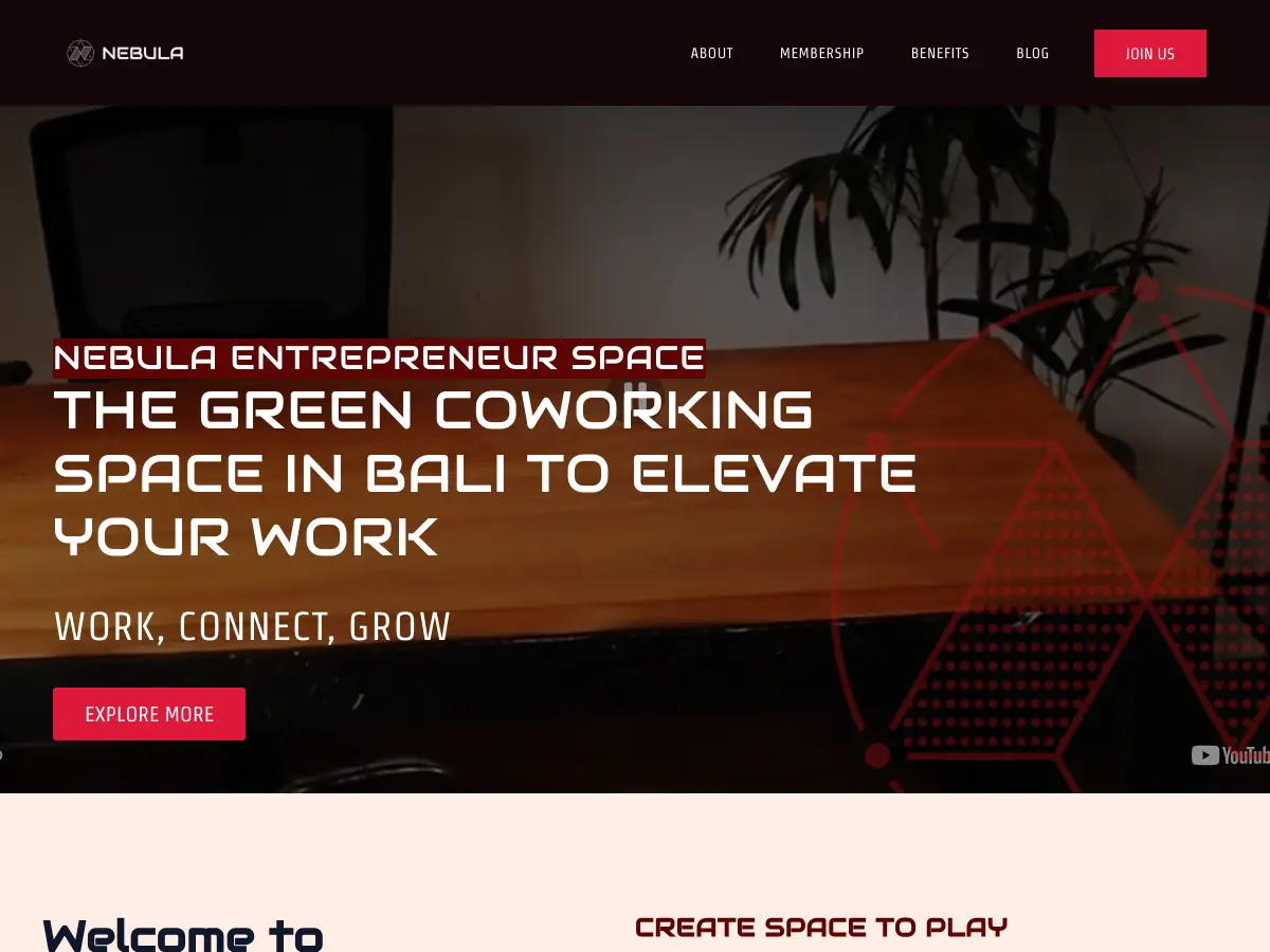 Nebula Entrepreneur Coworking Space's website