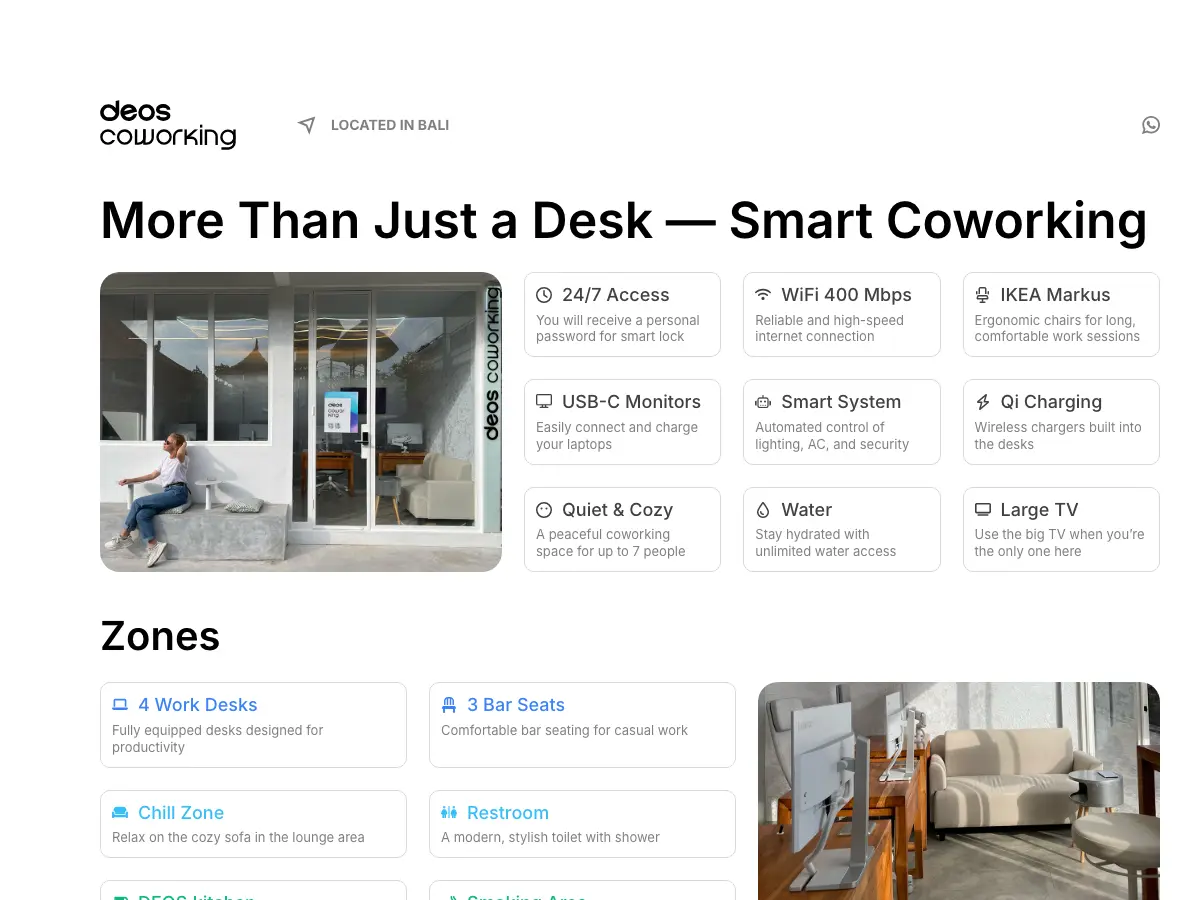 DEOS Coworking's website