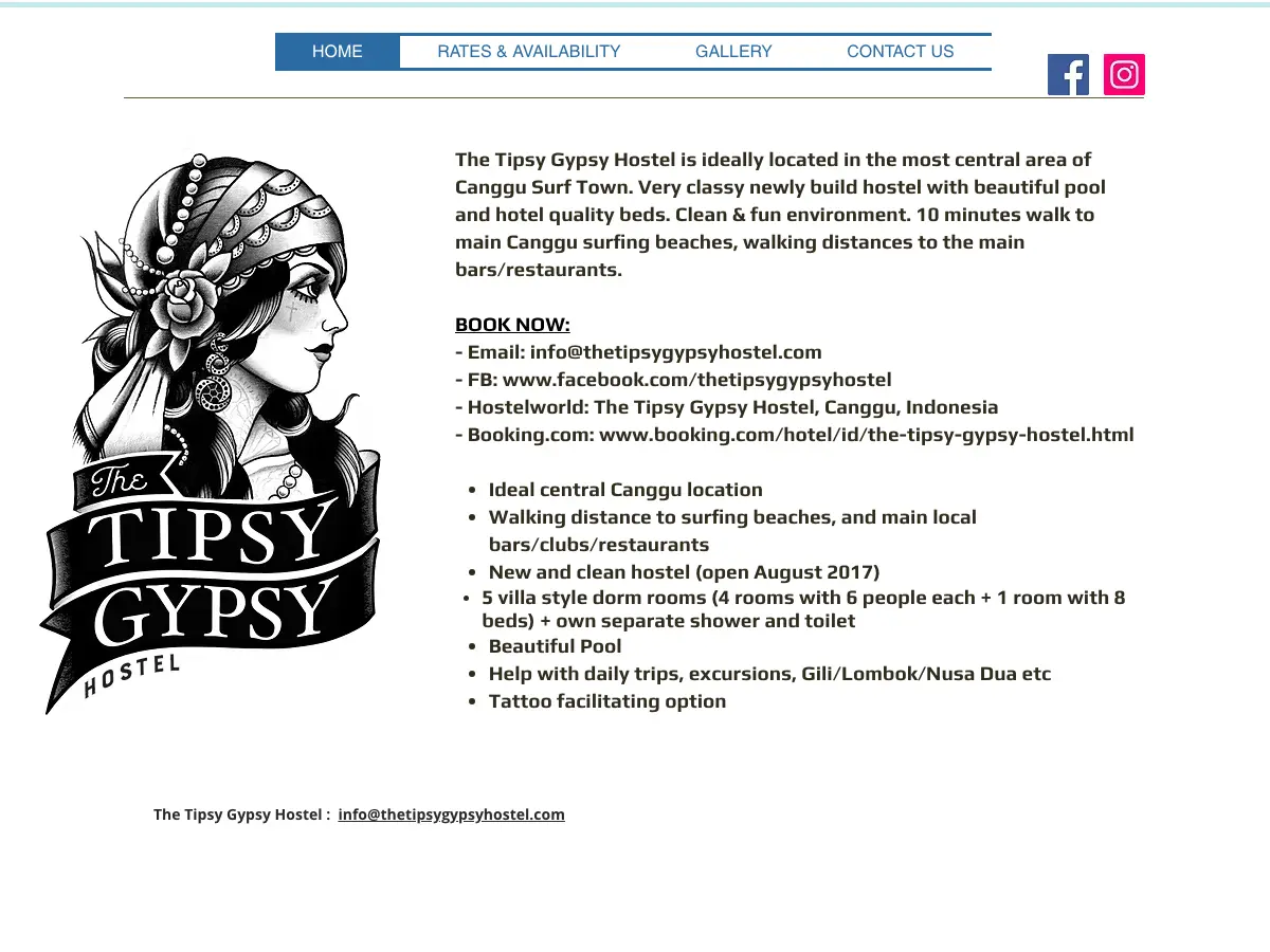The Tipsy Gypsy Hostel's website