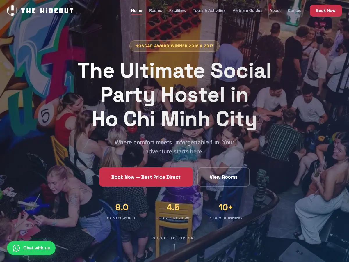 The Hideout Hostel Saigon's website
