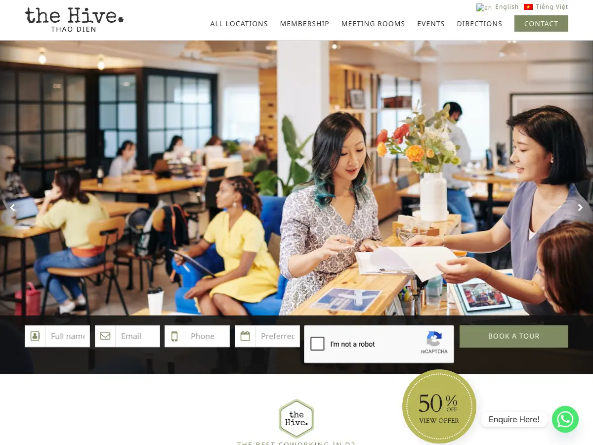 the Hive Thao Dien's website
