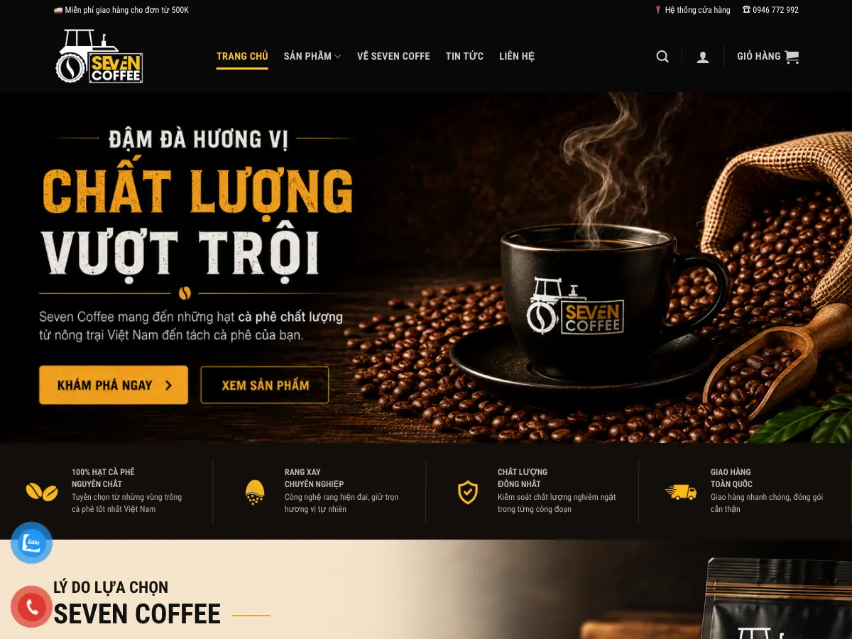 Seven Coffee Roastery's website