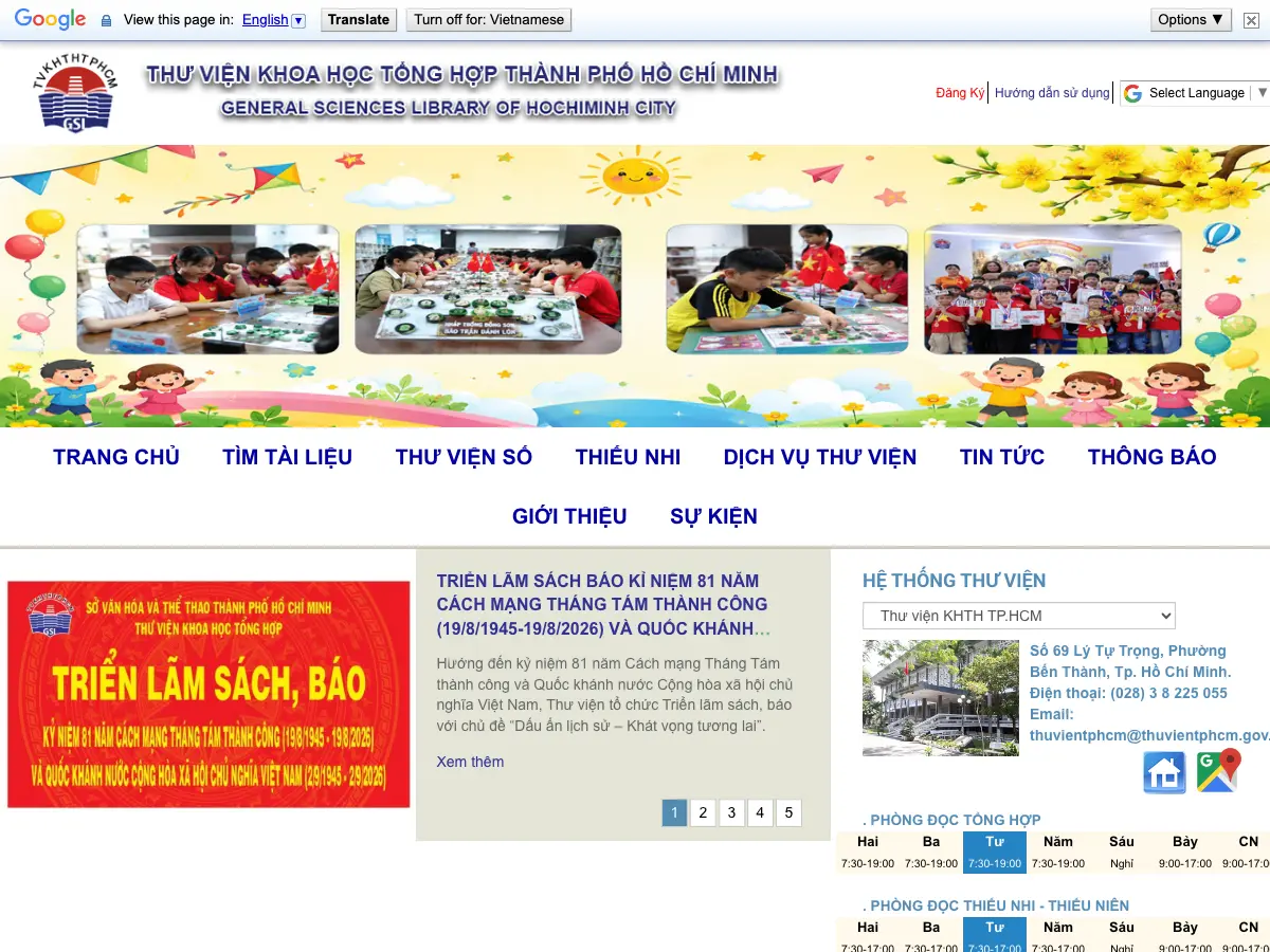 Thư viện Khoa học Tổng hợp Thành phố Hồ Chí Minh's website