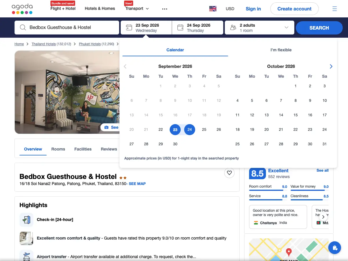 Bedbox Hostel's website