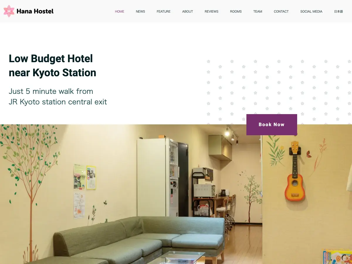 Kyoto Hana Hostel's website
