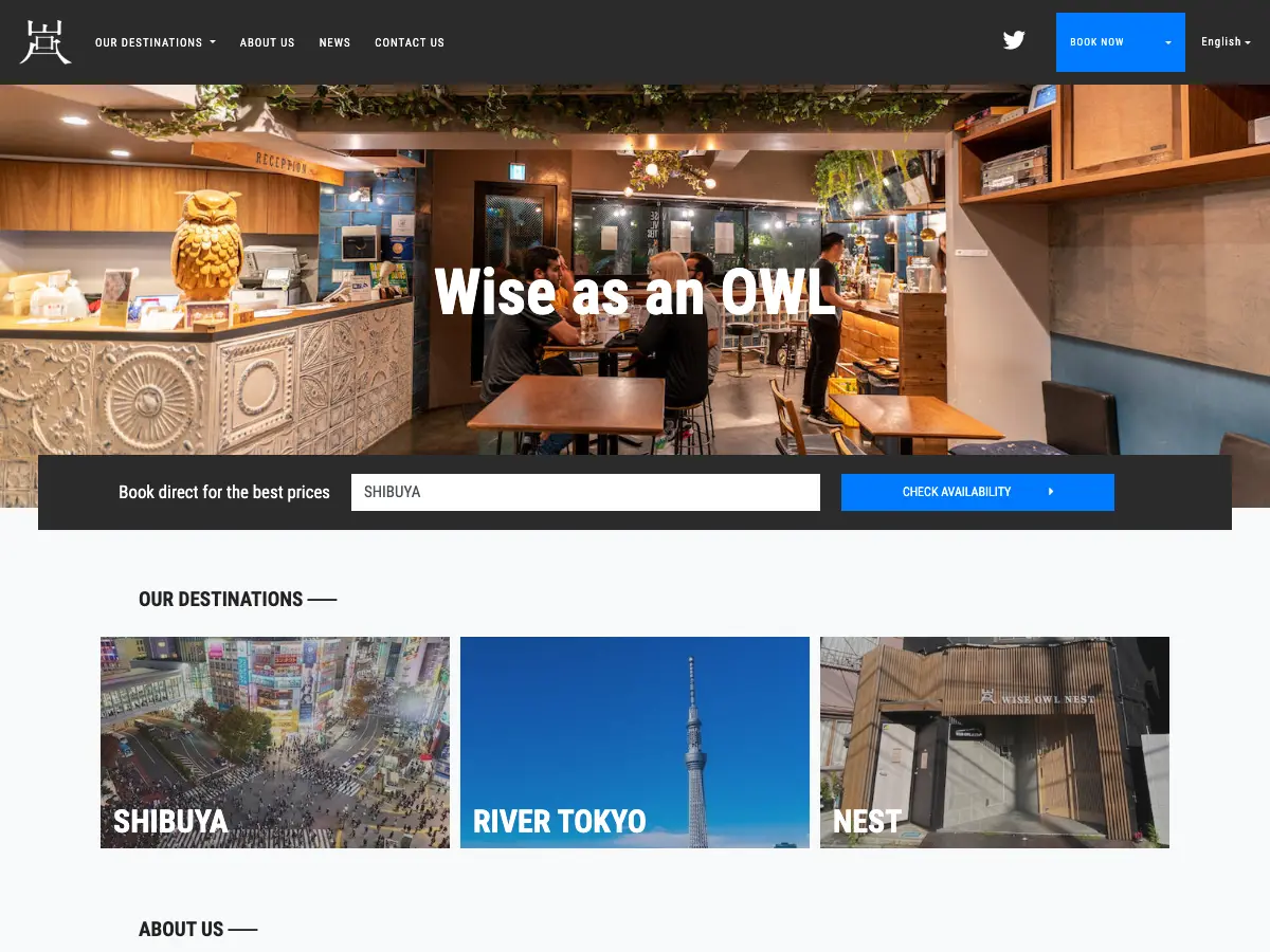 Wise Owl Hostels Kyoto's website