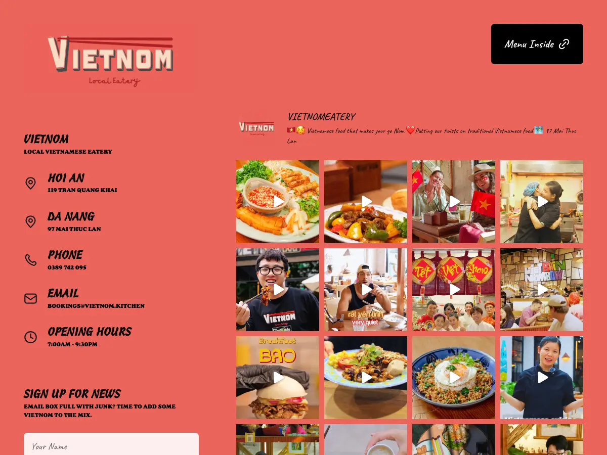 Vietnom Local Eatery's website