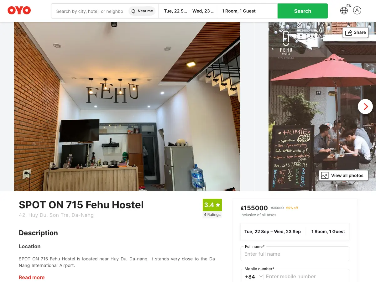 SPOT ON 715 Fehu Hostel's website